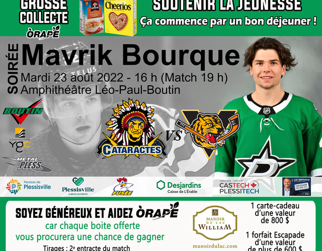 Soirée Mavrik Bourque du 23 août : collecte spéciale organisée par ORAPÉ